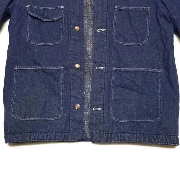70s Vintage Wrangler Distressed Denim Corduroy Big Ben Bluebell Chore Jacket - Picture 4 of 13